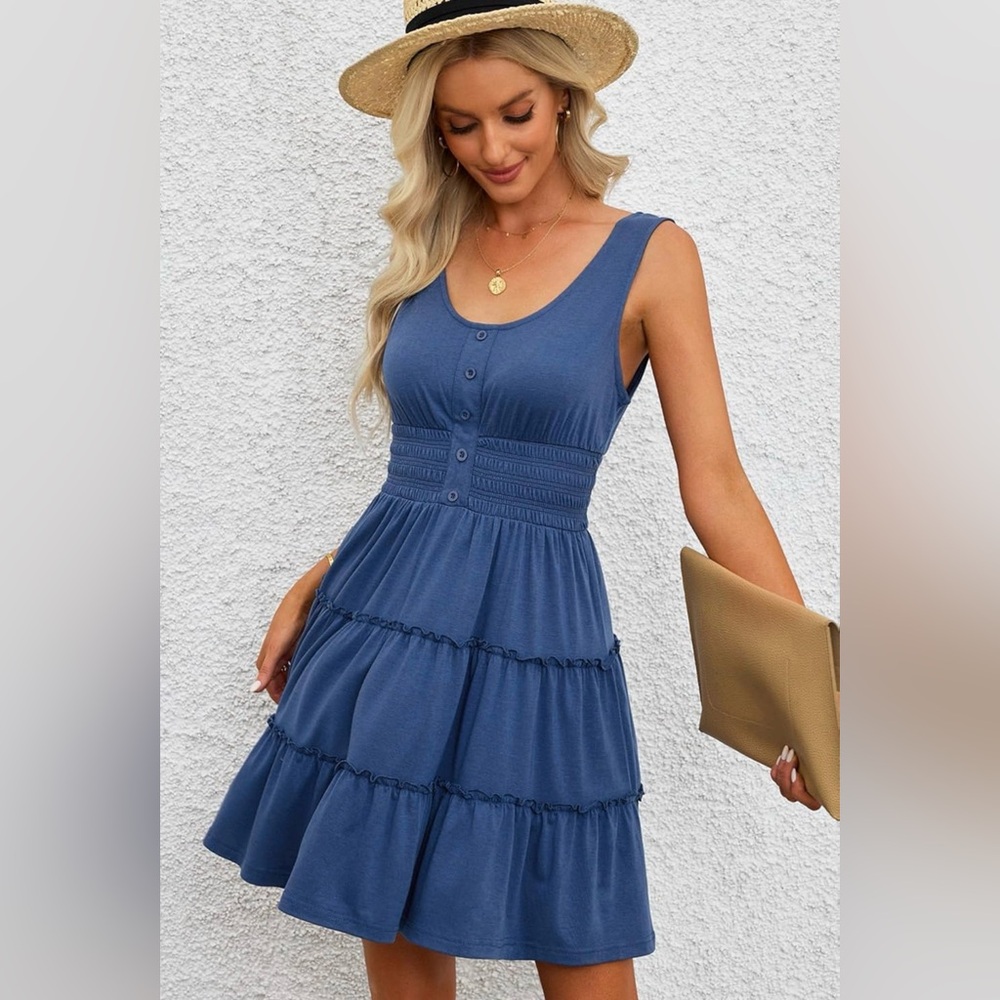 🆕! Blue Tiered Sleeveless Empire Waist Summer Dress / Dokotoo / Small / NWOT! 💙